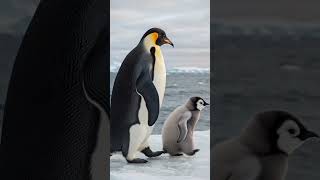 .The emperor penguin mother caught a fish for her baby penguins.#penguins #motherhood