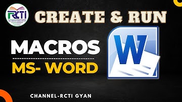 Microsoft Word Macro | How to Create Macro in MS Word  | Hindi | #rctigyan