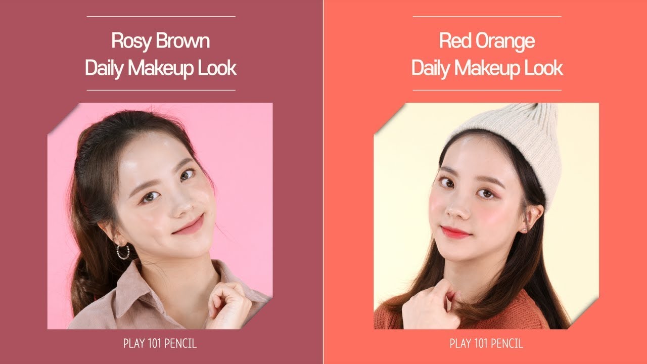 에뛰드 순정 [ETUDE 에뛰드] 'Play 101 Pencil NEW' Rosy brown / Red orange daily makeup look