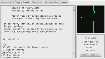 Flappy Bird in 6502 emulator