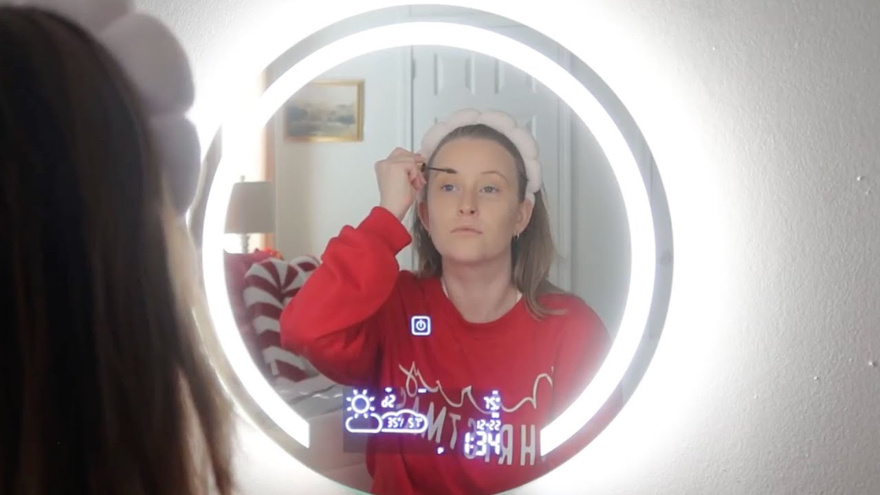 SINOPE Round Custom LED Mirror with WiFi Weather Station video