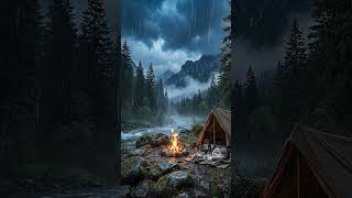Cozy Rainy Camping with My Husky 🌧️⛺🐕 #shorts #raininthemountains #relaxingnature