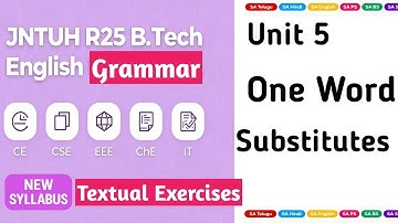 JNTUH One Word Substitutes in Telugu I New R25 B Tech  English Grammar CE CSE EEE ME ChE IT