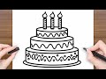 Birthday Cake Drawing Step By Step Easy Art Tutorial Drawing For Competition How To Draw Cake 