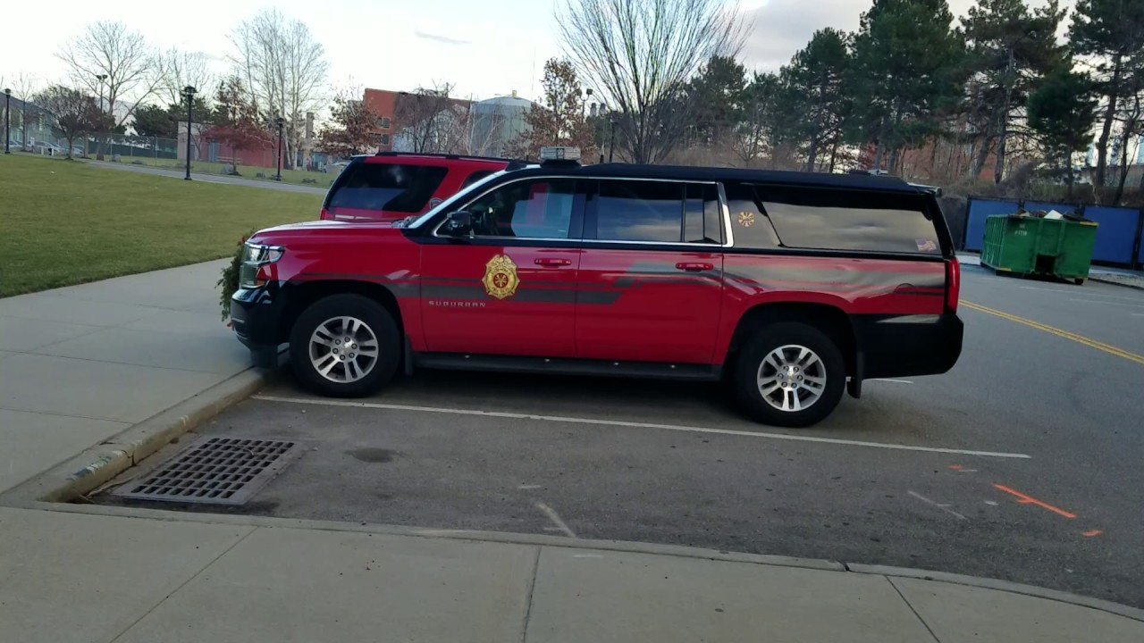 Three Long Island Fire Department Chief Vehicles Parked At Randall's