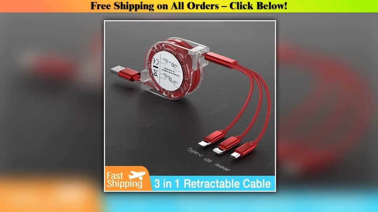 3-in-1 Retractable Data USB Cable Fast Charging For iPhone Type-C Micro USB For Android Xiaomi