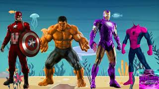 wrong heads top superheroes : spiderman - hulk - dance, puzzle, game, dancing Hulk &Spiderman Team