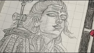 Lord Shiva Drawing With Kedarnath Temple, HoW To DRAW Mahadev Step By Step Sawan Special Drawing 🙏