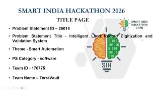 SIH 2026 | Intelligent Land Record Digitization and Validation System | Team ID: 176775 | PS: 26018