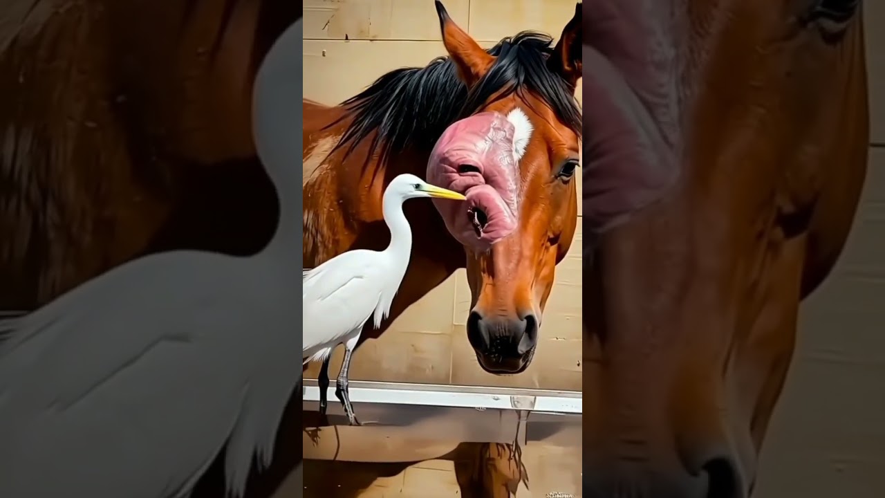 AI Surreal Video | Bird Cleaning Horse’s Swollen Face"