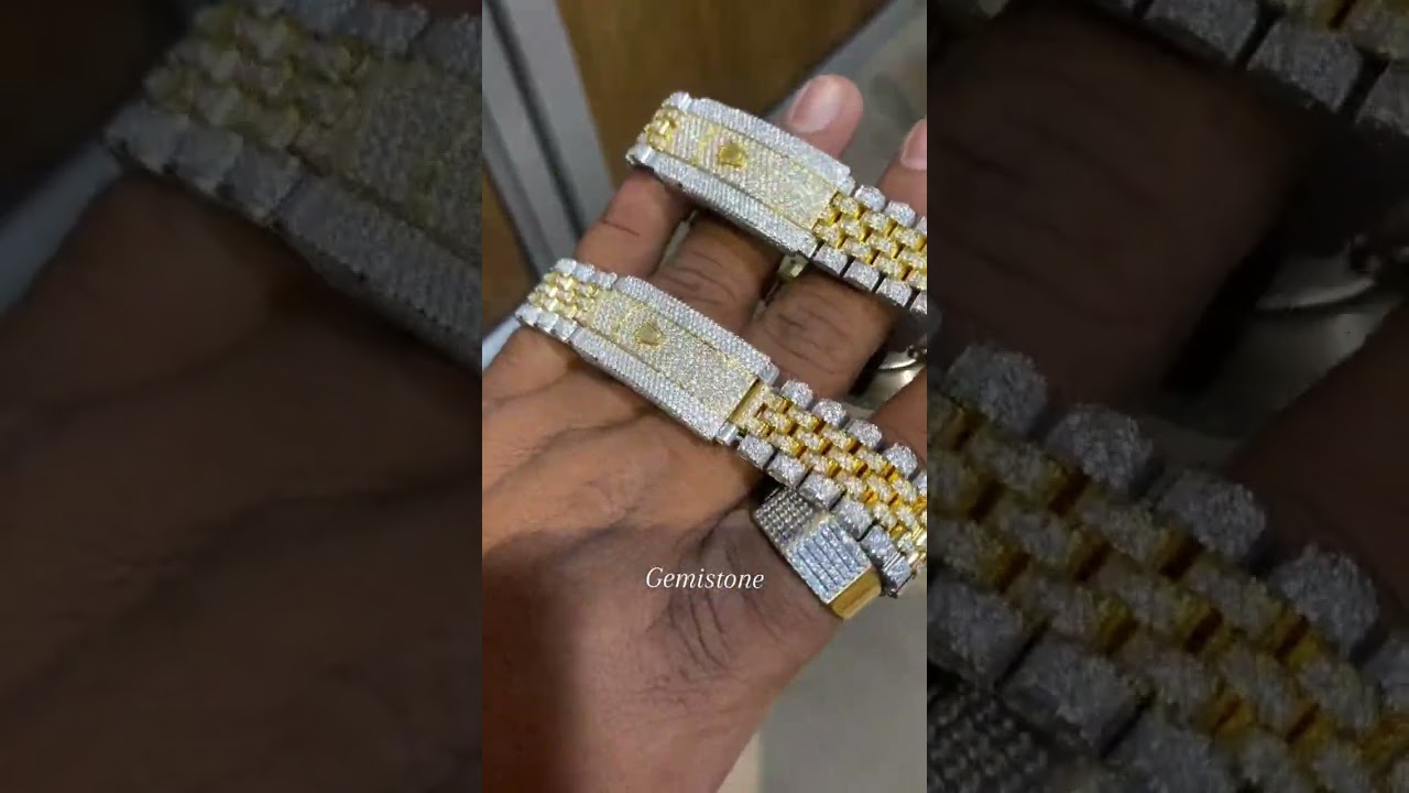 Two tone fully icey roman numerals moissanite watch 🔥💥🤩 