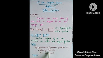 12th std Computer Science chapter 7 Python Functions(Function and its types)
