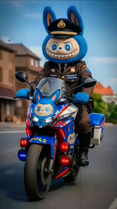 Aksi Kocak Badut Labubu, Kuromi & Tung Tung Sahur, Naik Motor Polisi 🤣 #Shorts video lucu viral Fyp
