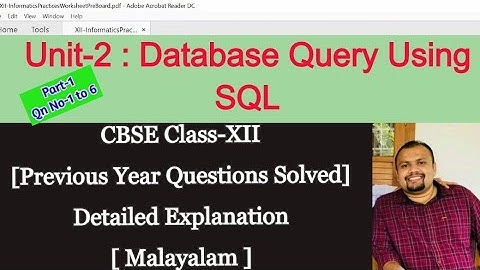 Database Query using SQL|  Previous Year Questions Solved| CBSE CLASS XII|Part-1| Malayalam|Vlog :90