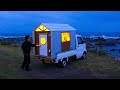 海辺で車中泊。カニの味噌汁で温まる。｜自作軽トラキャンピングカーの旅
