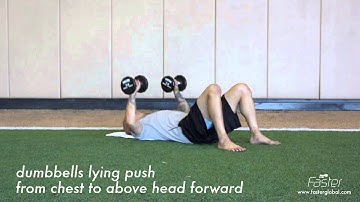 dumbbells lying push from chest to above head forward