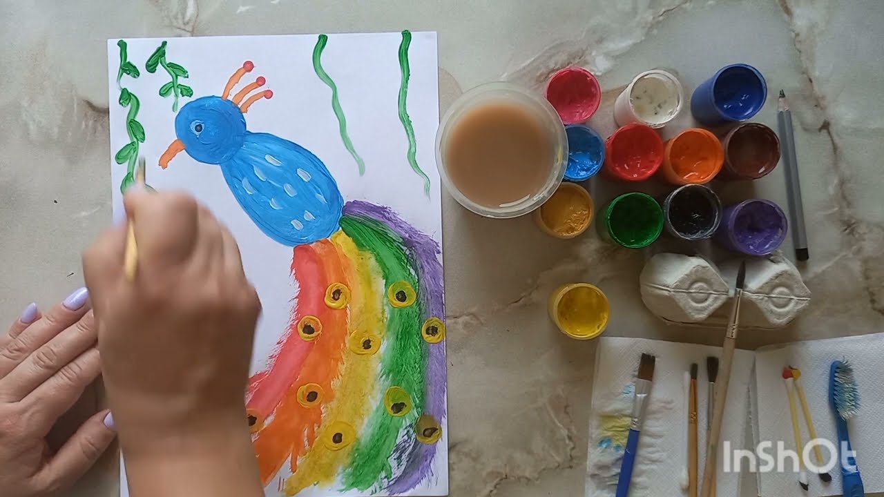 Казковий птах.Нетрадиційне малювання.