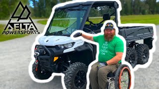 2020 Can-Am Defender 6x6 with hand controls and 5 point harness