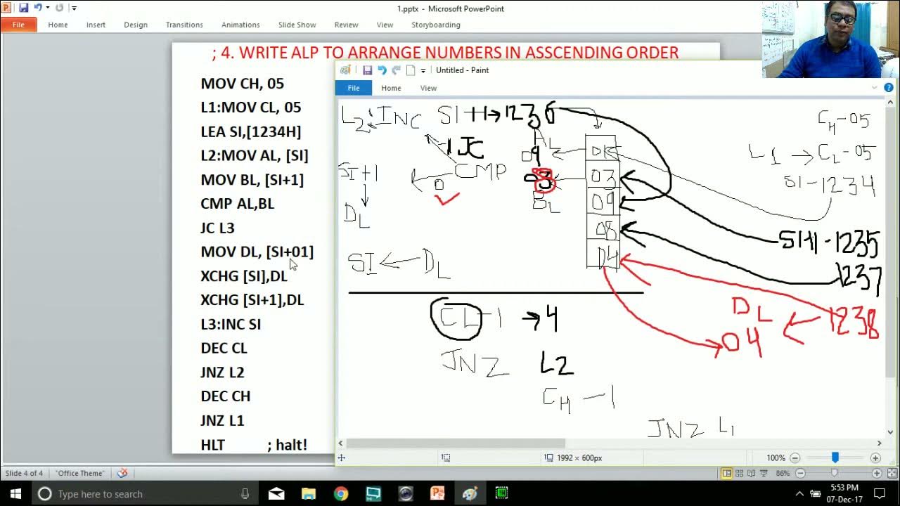 WRITE ALP TO ARRANGE NUMBERS IN ASSCENDING ORDER FROM ARRAY IN 8086 ...