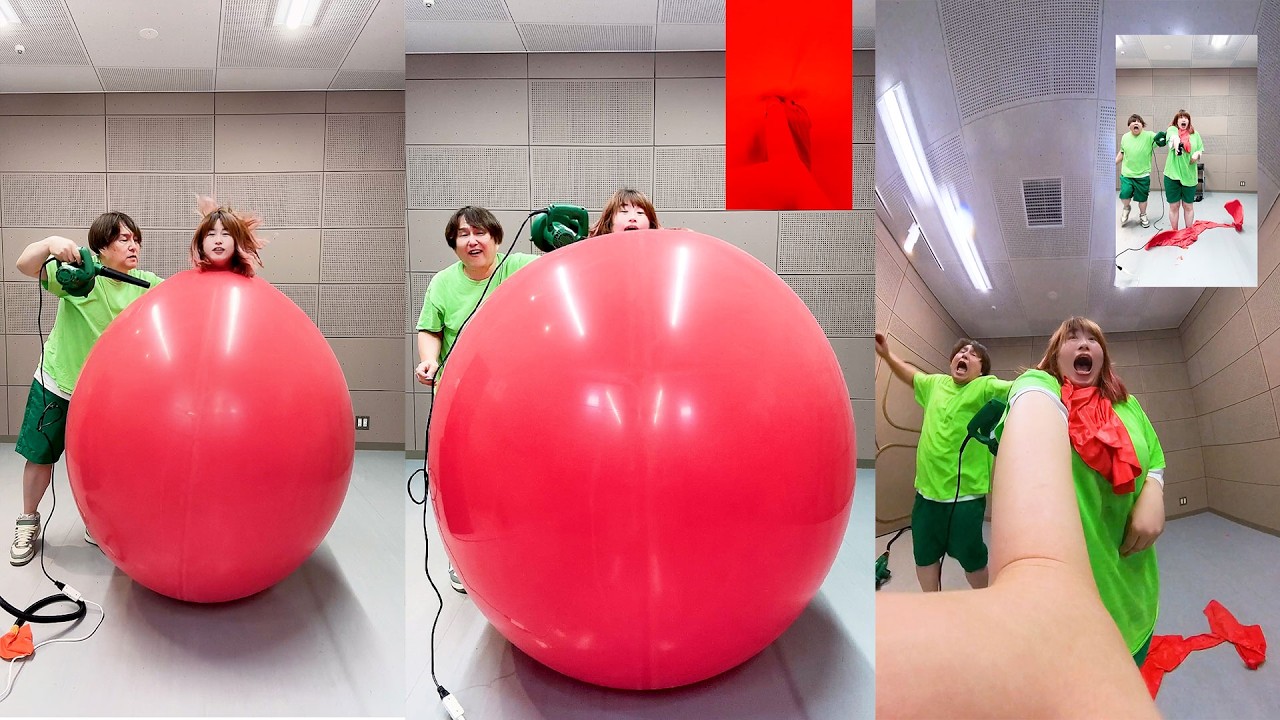 巨大風船を人間風船の中に入れて割れるまで膨らませてみた結果 Balloon Popping Giant Human Balloon Panic in the 2024 【視聴者リクエスト】