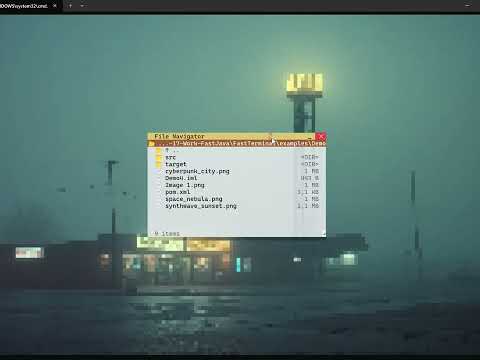 FastTUI for Java -- UI Demo — Interactive Draggable Windows with True-Color Transparency