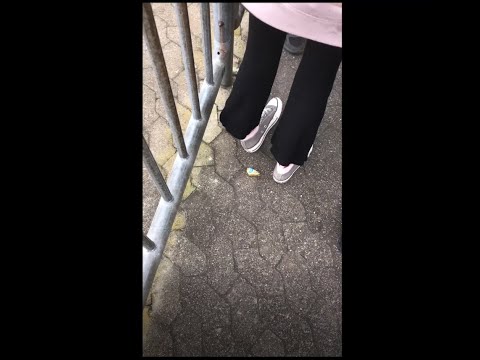 Girl in Converse trample on Cheese at bus station