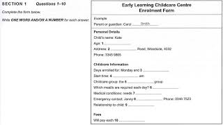 Ielts Listening Test All Section Early Learning Childcare Centre Enrolment Form