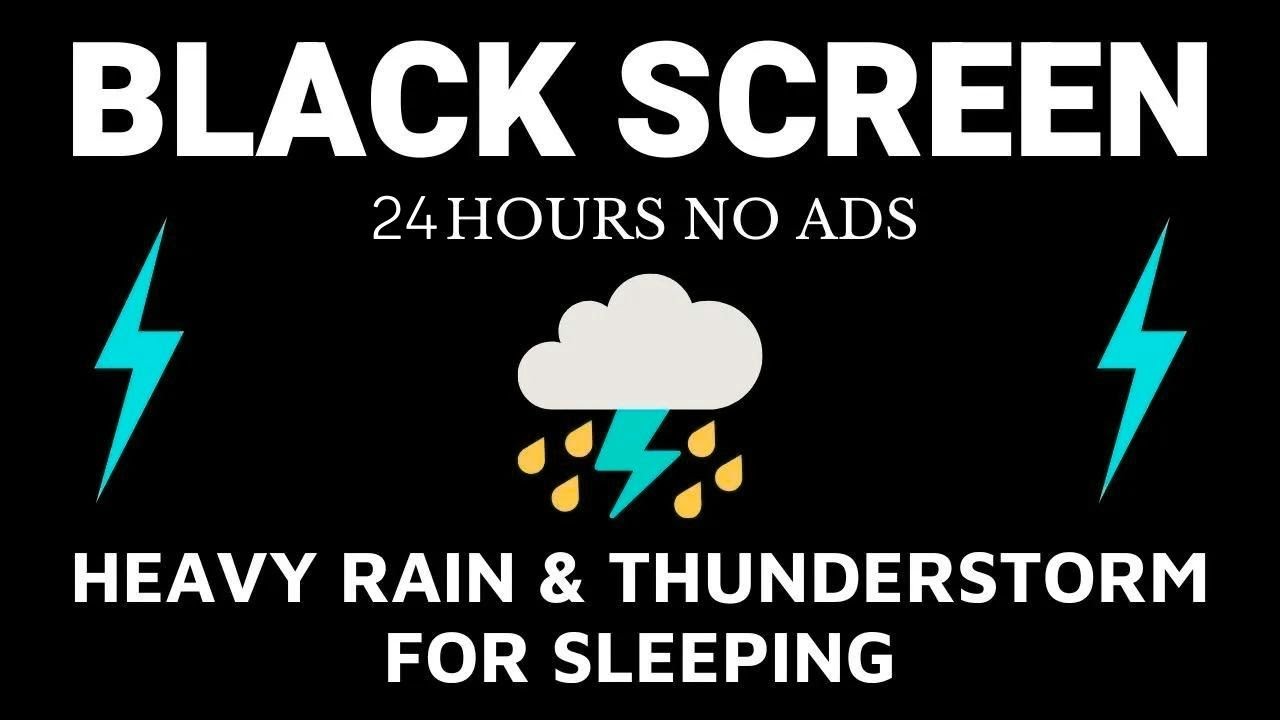 GOODBYE INSOMNIA TO WAKE UP FEELING RESTED WITH HEAVY RAIN & THUNDERSTORM ｜ BLACK SCREEN 24 HOURS