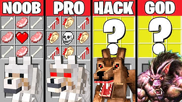 Minecraft Battle: MUTANT WEREWOLF CRAFTING CHALLENGE - NOOB vs PRO vs HACKER vs GOD ~ Animation