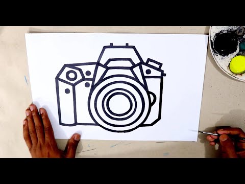 How to DRAW a DIGITAL CAMERA DLSR Easy Step by Step 