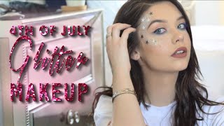 4th of July Makeup || Cute & Easy Glitter Look! ❤️ screenshot 2