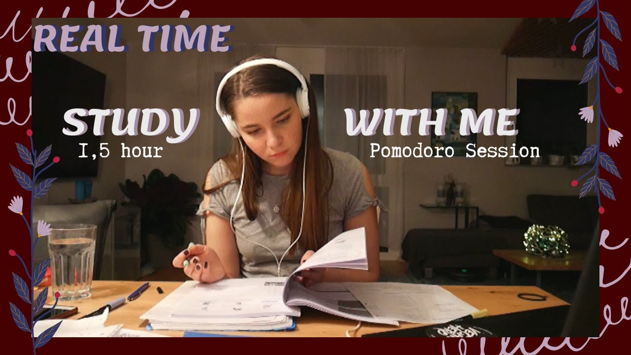 REAL TIME Study with me // (no music) 1,5 hours Pomodoro Session (with ...