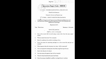 CS8392 Object Oriented Programming #questionpaper #cse #engineering #semester #semester3