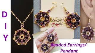DIY Dream Catcher How to make All Seed Beads Beaded Earrings / Pendant / Aretes / Orecchini / # 198