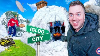 24 Hour IGLOO CITY -20 Survival! Restaurants, Skiing, Hotel Living &amp; More!