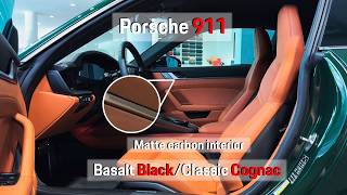 Porsche 911 Turbo S Interior - Basalt Black & Classic Cognac - Oak Green Metallic Neo