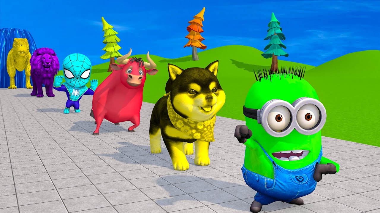 Long Slide Game With Cow Elephant Gorilla Hippopotamus Tiger 3d Animal Game Funny 3d Animals