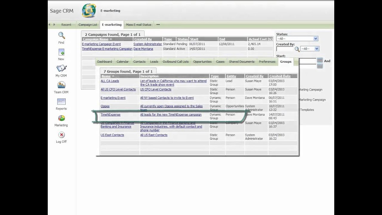 Sage CRM for Marketing Users