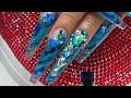 Watch me sculpt | Teal fall leaf nails