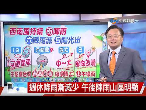 【立綱氣象報報】週四前南部陣雨明顯 山區霧視線差│中視晚間氣象 20260901