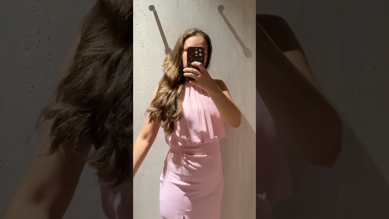 Zara pink gathered waist midi dress 🩷 