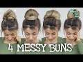 4 MESSY BUNS EASY 💚 Medium & Long Hairstyles