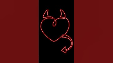 devil heart one line drawing neon animation black screen effects || m3_sujata
