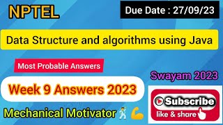 Data Structure and algorithms using Java | Week 9 Quiz | Assignment 9 Solution | NPTEL | SWAYAM 2023