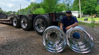 Lowboy trailer gets Aluminum wheels polished LIKE NEW