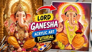 Part 1 : Lord Ganesha Acrylic Painting Tutorial | Easy Ganesh Ji Painting Step by Step | 💖🎉 #shorts 