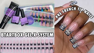 BTARTBOX 3-in-1 Soft Gel Nails | Easy Pre Made Black French Tip Design | Black &amp; White Snake Print