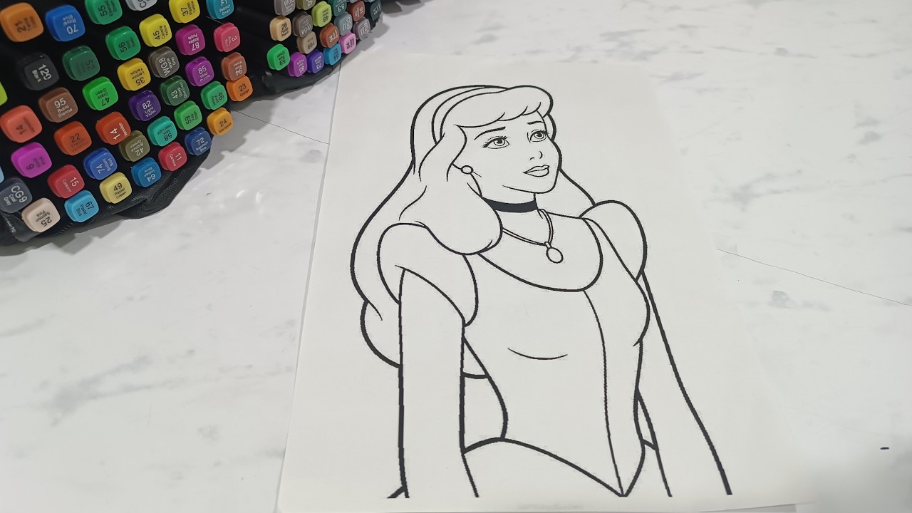 Coloring a Beautiful Princess with Alcohol Markers 👑 - YouTube