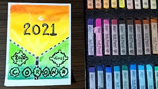 Happy New Year - Welcome 2021 - Soft pastel Art for Beginner | Step by step Tutorial screenshot 4