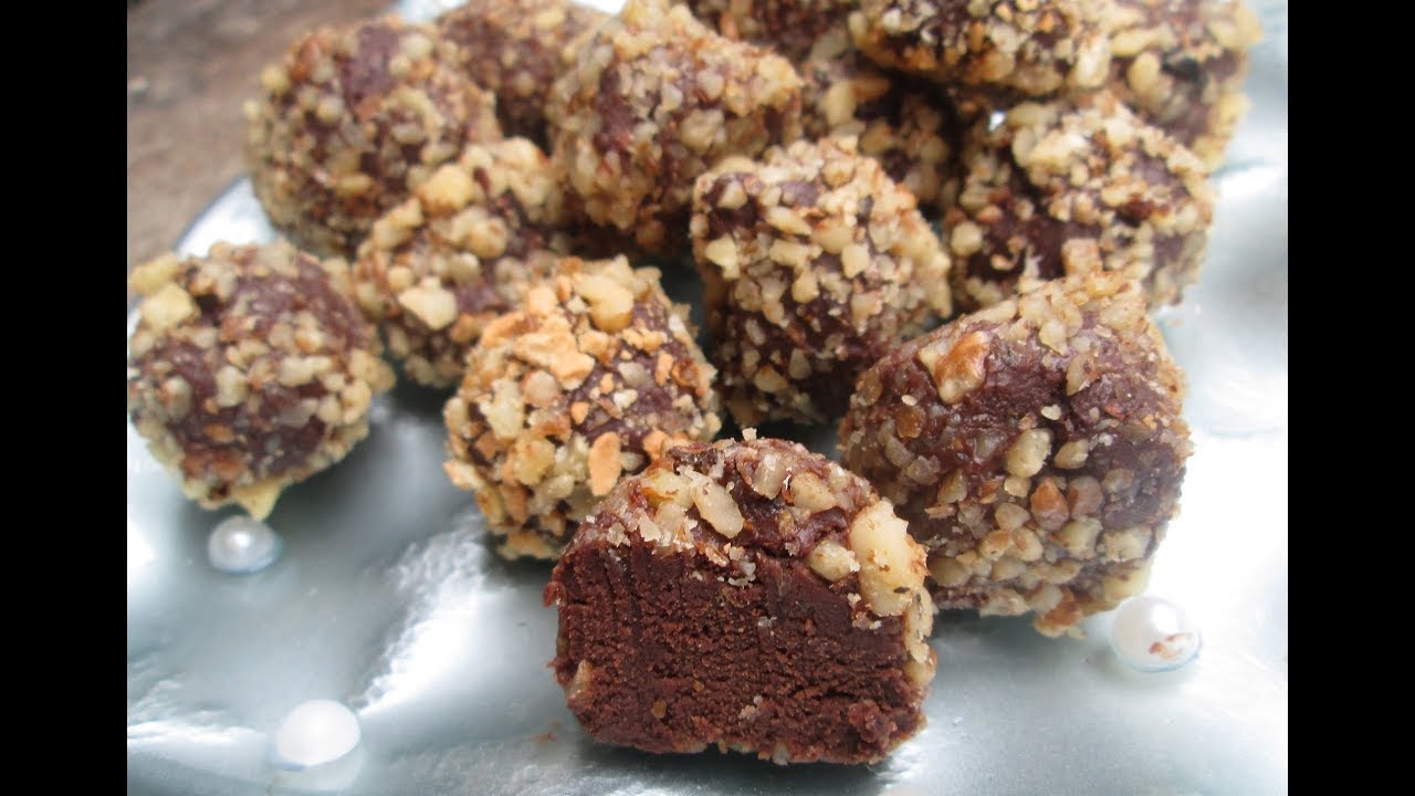 Czekoladowe trufle z orzechami -domowe czekoladki, łatwe i przepyszne